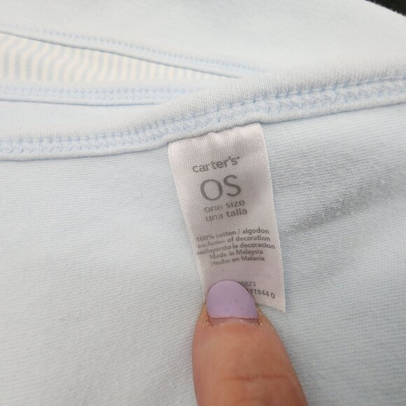 Carter's Blue Stripe Baby Blanket Double Sided 28" x 34" VTG - Picture 8 of 10